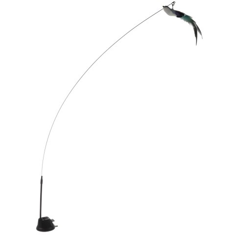 Zabawka dla kota ruchomy ptaszek na wędce z przyssawką