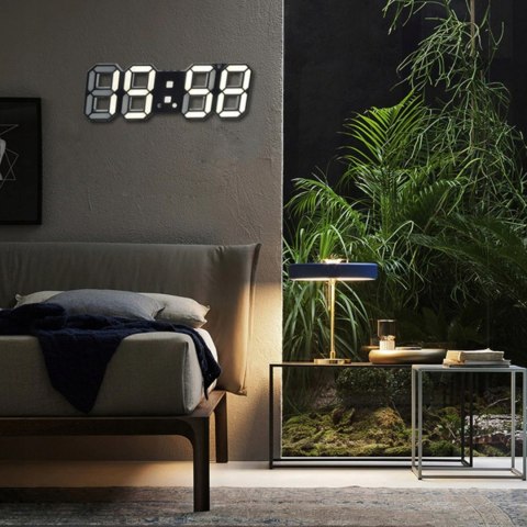 Zegar elektroniczny z budzikiem datą termometrem podświetlany