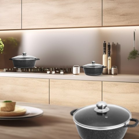 Zestaw garnków patelnia z powłoką ceramiczną pokrywkami - 12 el.