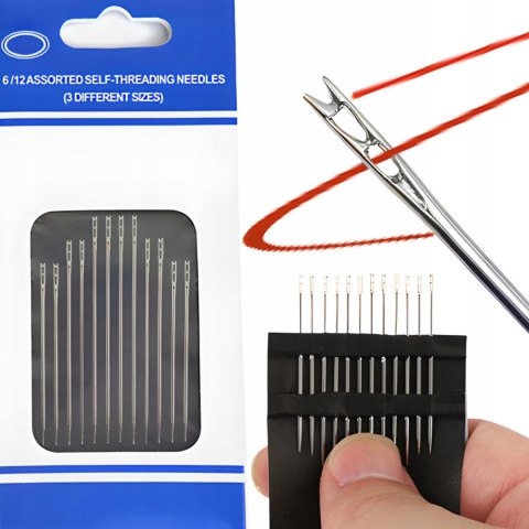 Zestaw igieł do szycia samonawlekajacych - 12 szt.