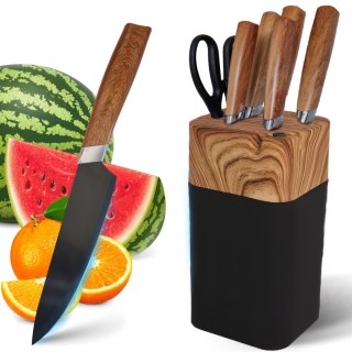 Zestaw noży kuchennych z nożycami ostrzałką w eleganckim bloku - 7 el.
