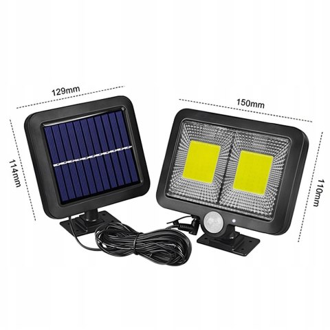 Lampa solarna zewnętrzna z czujnikiem ruchu 108 LED 2200 W
