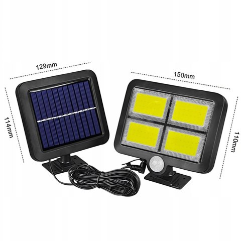 Lampa solarna zewnętrzna z czujnikiem ruchu zmierzchu 128 LED 2200 W
