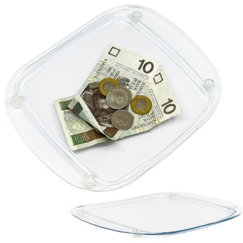 Podstawka taca na pieniądze do wydawania reszty sklepowa przezroczysta