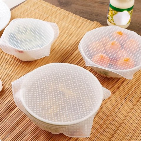 Pokrywki silikonowe uniwersalne do żywności pojemników - 4 szt.