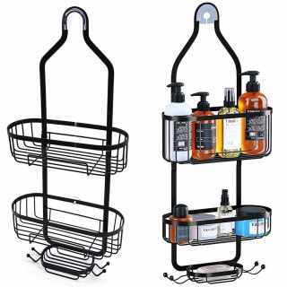 Półka prysznicowa na kosmetyki do łazienki wisząca 3 poziomy - czarna