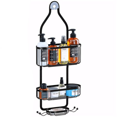 Półka prysznicowa na kosmetyki do łazienki wisząca 3 poziomy - czarna