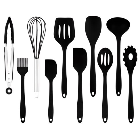 Przybory akcesoria kuchenne silikonowe łopatka szczypce chochla - 10 el.