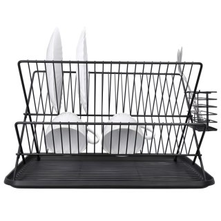 Suszarka do naczyń ociekacz dwupoziomowy metalowy czarny