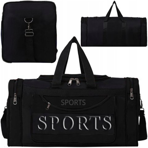 Torba podróżna sportowa na ramię 3 kieszenie - czarna