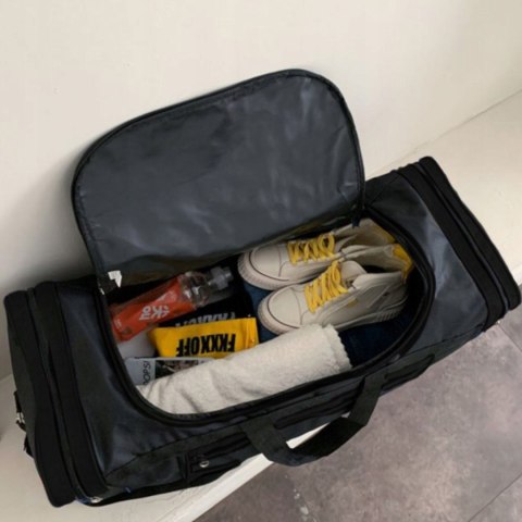 Torba podróżna sportowa na ramię 3 kieszenie - czarna