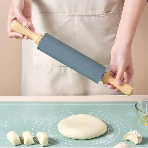 Wałek do ciasta kuchenny silikonowy 38 cm - szary